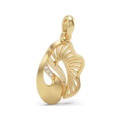 0.11 CTTW Sculpted Diamond Leaf Pendant | Openwork Design in 10K Yellow Gold thumbnail 3