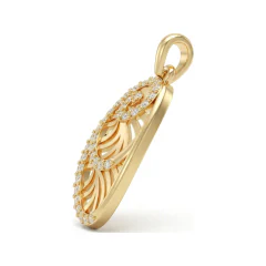 0.27 CTTW Oval Openwork Diamond Swirl Pendant in 10K Yellow Gold thumbnail 2