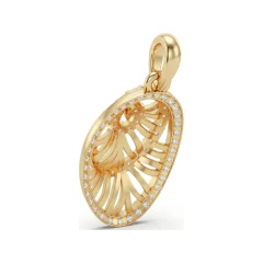 0.27 CTTW Oval Openwork Diamond Swirl Pendant in 10K Yellow Gold thumbnail 3