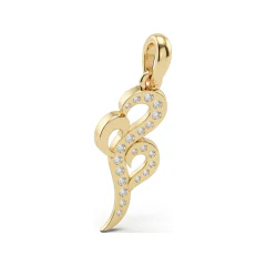 0.27 CTTW Pave Diamond Scroll Swirl Pendant Necklace in 10K Yellow Gold thumbnail 3