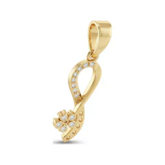 0.25 CTTW Diamond Ribbon Swirl Flower Pendant | Necklace in 10K Yellow Gold thumbnail 3