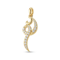 0.18 CTTW Pave Diamond Serpent Swirl Drop Pendant in 10K Yellow Gold thumbnail 1