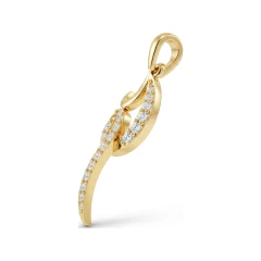 0.18 CTTW Pave Diamond Serpent Swirl Drop Pendant in 10K Yellow Gold thumbnail 2