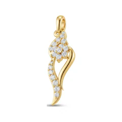 0.24 CTTW Diamond Flower and Vine Pendant Necklace in 10K Yellow Gold thumbnail 1