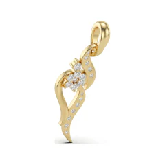 0.24 CTTW Diamond Flower and Vine Pendant Necklace in 10K Yellow Gold thumbnail 3
