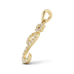 0.25 CTTW Diamond Flower and Swirl Drop Pendant in 10K Yellow Gold thumbnail 2
