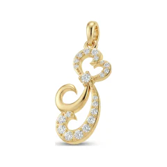 0.27 CTTW Diamond Scroll Swirl Drop Pendant in 10K Yellow Gold thumbnail 1