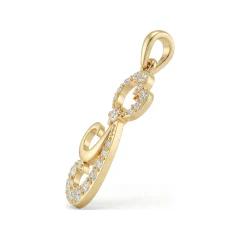 0.27 CTTW Diamond Scroll Swirl Drop Pendant in 10K Yellow Gold thumbnail 2