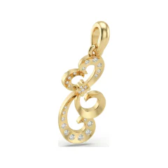 0.27 CTTW Diamond Scroll Swirl Drop Pendant in 10K Yellow Gold thumbnail 3