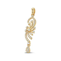 0.36 CTTW Vintage Diamond Filigree Scroll Drop Pendant in 10K Yellow Gold thumbnail 1