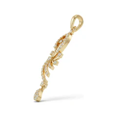 0.36 CTTW Vintage Diamond Filigree Scroll Drop Pendant in 10K Yellow Gold thumbnail 2