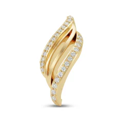 0.12 CTTW Twisted Diamond Leaf Ribbon Pendant in 10K Yellow Gold thumbnail 1