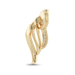 0.12 CTTW Twisted Diamond Leaf Ribbon Pendant in 10K Yellow Gold thumbnail 3