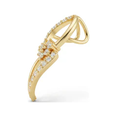 0.15 CTTW Diamond Twist Swirl Pendant with Flower in 10K Yellow Gold thumbnail 2