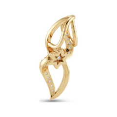 0.15 CTTW Diamond Twist Swirl Pendant with Flower in 10K Yellow Gold thumbnail 3