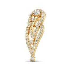 0.59 CTTW Diamond Leaf Swirl Openwork Drop Pendant in 10K Yellow Gold thumbnail 1