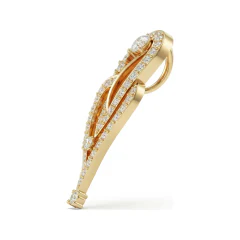 0.59 CTTW Diamond Leaf Swirl Openwork Drop Pendant in 10K Yellow Gold thumbnail 2