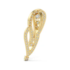 0.59 CTTW Diamond Leaf Swirl Openwork Drop Pendant in 10K Yellow Gold thumbnail 3