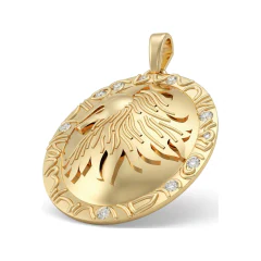 Sculpted Feather Pendant - Nature Necklace in 10K Yellow Gold thumbnail 1