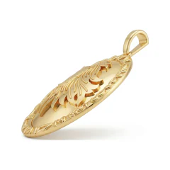 Sculpted Feather Pendant - Nature Necklace in 10K Yellow Gold thumbnail 2