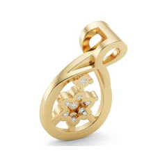 0.09 CTTW Diamond Flower Cluster Infinity Loop Pendant in 10K Yellow Gold thumbnail 3