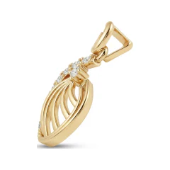 0.07 CTTW Diamond Paisley Swirl Leaf Pendant Necklace in 10K Yellow Gold thumbnail 2