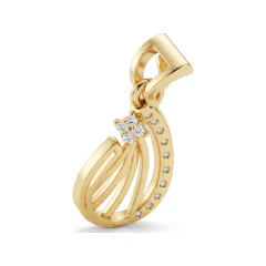 0.07 CTTW Diamond Paisley Swirl Leaf Pendant Necklace in 10K Yellow Gold thumbnail 3