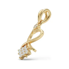 0.13 CTTW Open Heart Diamond Cluster Pendant in 10K Yellow Gold thumbnail 2