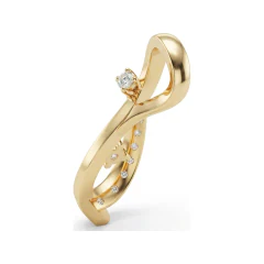 0.07 CTTW Diamond Bypass Crossover Pendant in 10K Yellow Gold thumbnail 3