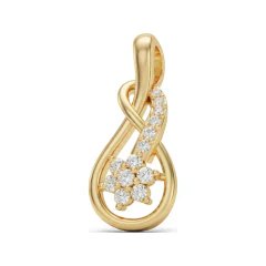 0.11 CTTW Infinity Diamond Flower Cluster Pendant in 10K Yellow Gold thumbnail 1