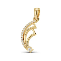 0.06 CTTW Pave Diamond Curved Ribbon Drop Pendant in 10K Yellow Gold thumbnail 1