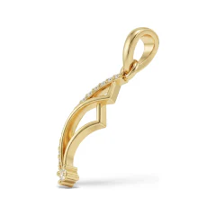0.06 CTTW Pave Diamond Curved Ribbon Drop Pendant in 10K Yellow Gold thumbnail 2