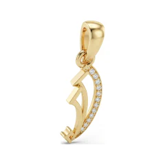 0.06 CTTW Pave Diamond Curved Ribbon Drop Pendant in 10K Yellow Gold thumbnail 3