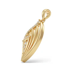 0.12 CTTW Pave Diamond Wing Swirl Pendant | Modern Necklace in 10K Yellow Gold thumbnail 2