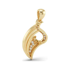 0.12 CTTW Pave Diamond Wing Swirl Pendant | Modern Necklace in 10K Yellow Gold thumbnail 3