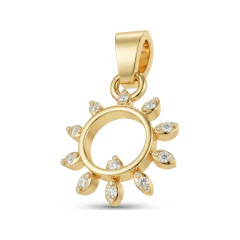 0.04 CTTW Diamond Sunburst Open Circle Pendant in 10K Yellow Gold thumbnail 1