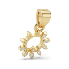 0.04 CTTW Diamond Sunburst Open Circle Pendant in 10K Yellow Gold thumbnail 3