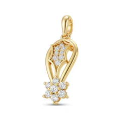 0.17 CTTW Diamond Marquise Frame & Flower Drop Pendant in 10K Yellow Gold thumbnail 1