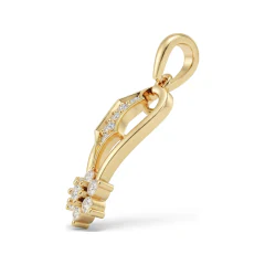 0.17 CTTW Diamond Marquise Frame & Flower Drop Pendant in 10K Yellow Gold thumbnail 2
