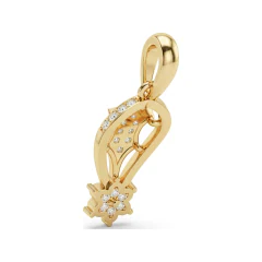 0.17 CTTW Diamond Marquise Frame & Flower Drop Pendant in 10K Yellow Gold thumbnail 3