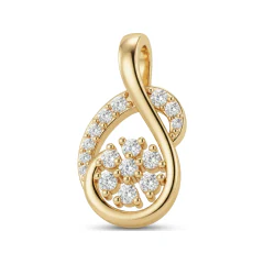 0.16 CTTW Infinity Loop Diamond Pendant with Flower Cluster in 10K Yellow Gold thumbnail 1