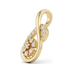 0.16 CTTW Infinity Loop Diamond Pendant with Flower Cluster in 10K Yellow Gold thumbnail 2