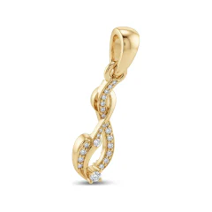 0.11 CTTW Diamond Infinity Swirl Ribbon Pendant in 10K Yellow Gold thumbnail 3