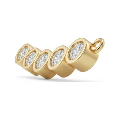1.18 CTTW Five-Stone Bezel Diamond Curved Bar Pendant in 10K Yellow Gold thumbnail 2