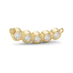 1.18 CTTW Five-Stone Bezel Diamond Curved Bar Pendant in 10K Yellow Gold thumbnail 3