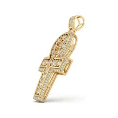 0.8 CTTW Iced Out Pave Diamond Ankh Cross Pendant in 10K Yellow Gold thumbnail 2