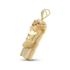 1.41 CTTW Iced Diamond Jesus Piece Pendant in 10K Yellow Gold thumbnail 2