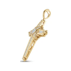 2.33 CTTW Ornate Diamond Cross Pendant with Baguette Channels in 10K Yellow Gold thumbnail 2
