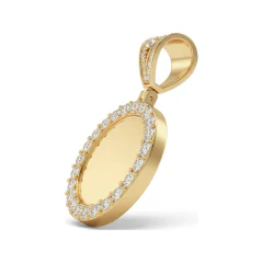 2.08 CTTW Diamond Framed Round Medallion Pendant in 10K Yellow Gold thumbnail 2