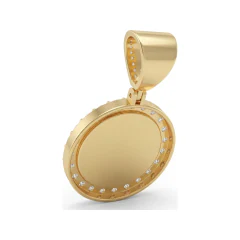 2.08 CTTW Diamond Framed Round Medallion Pendant in 10K Yellow Gold thumbnail 3